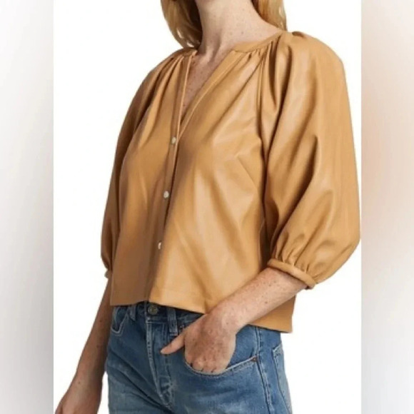 STAUD Tops - Staud Vegan Leather Large Top Camel